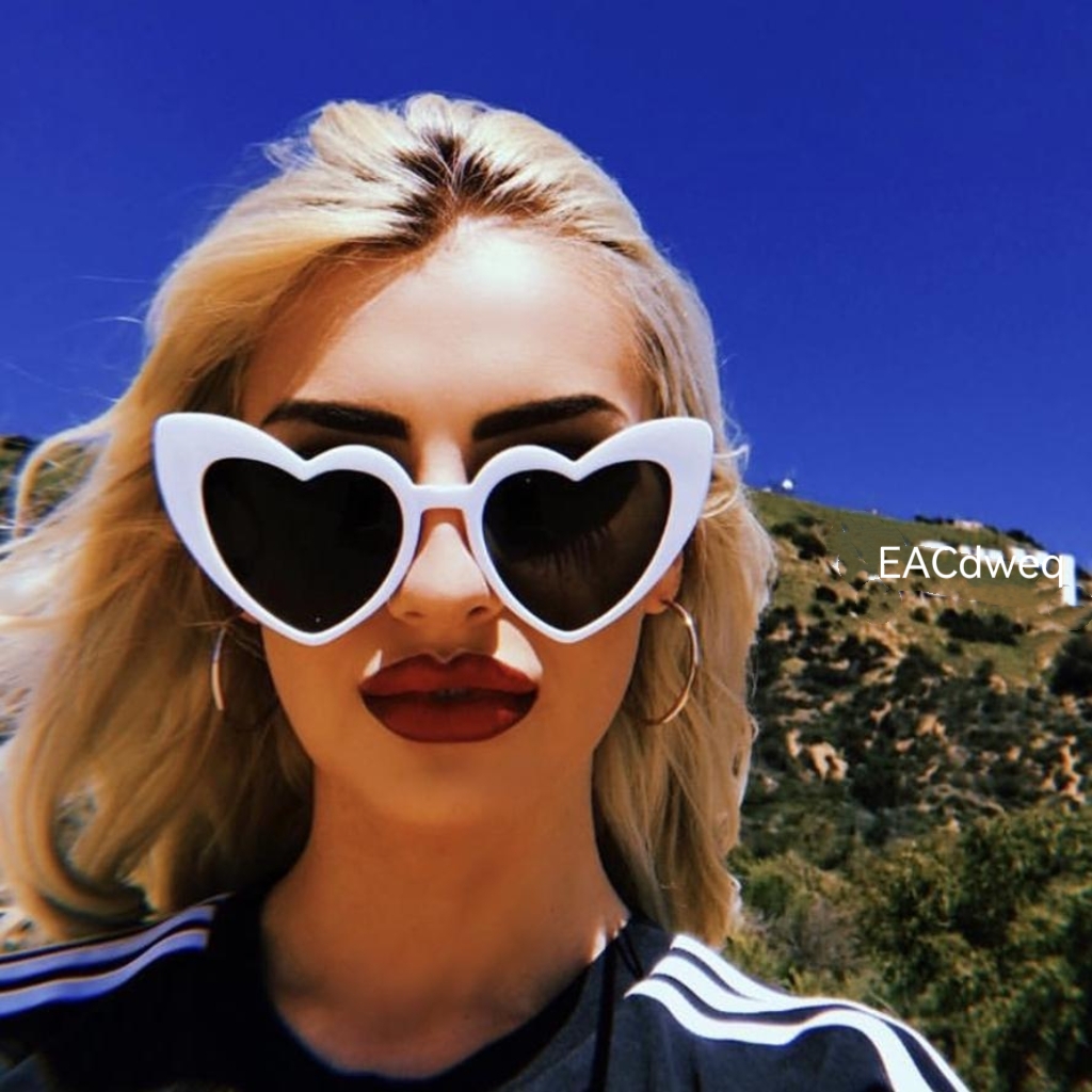 Sunglasses Cat Eye - ラブハートキャットアイサングラス女性ヴィンテージクリスマスギフト黒ピンク赤ハート形サングラス女性のための UV400
