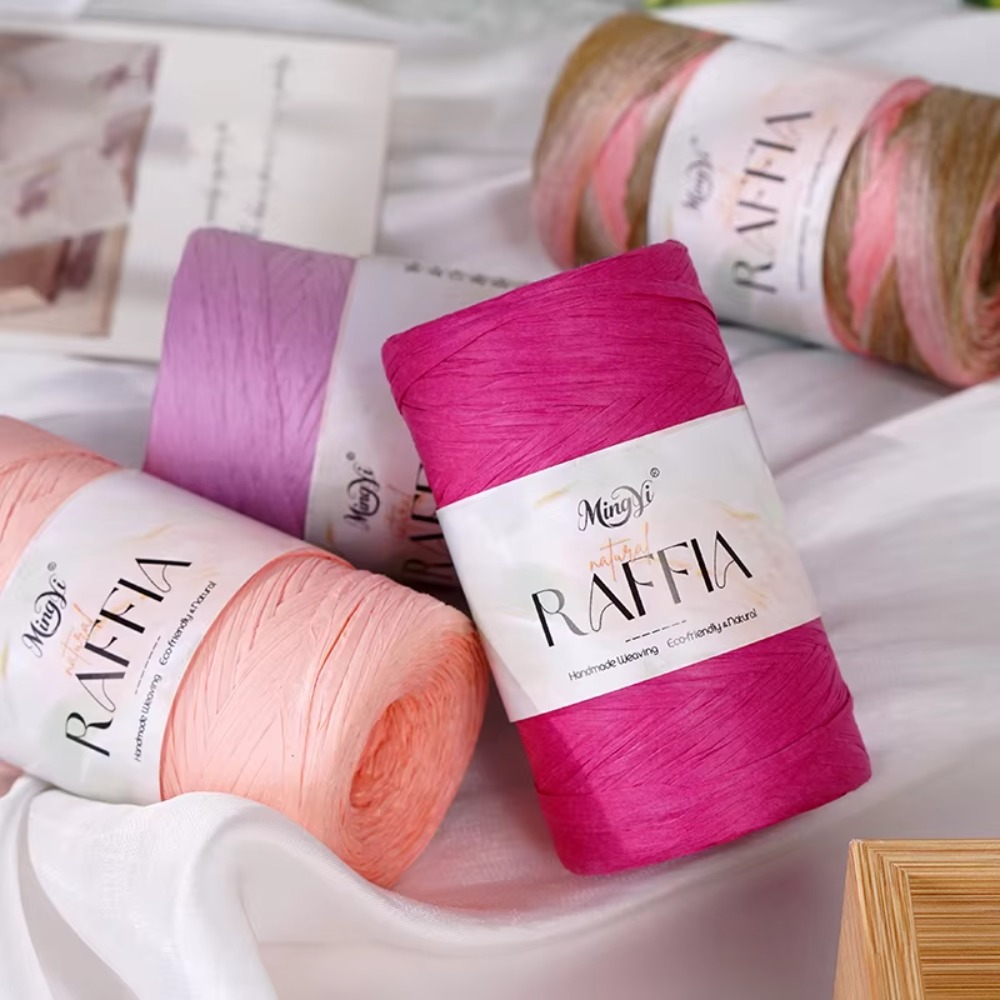 DIYマルチカラーラフィアヤーン DIY手編みラフィアコード - Crochet Bag Raffia のレビューと価格