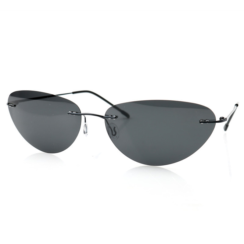 ファッションリムレスサングラス、キャットアイ形状、メタルフレ - Sunglasses Cat Eye のレビューと価格